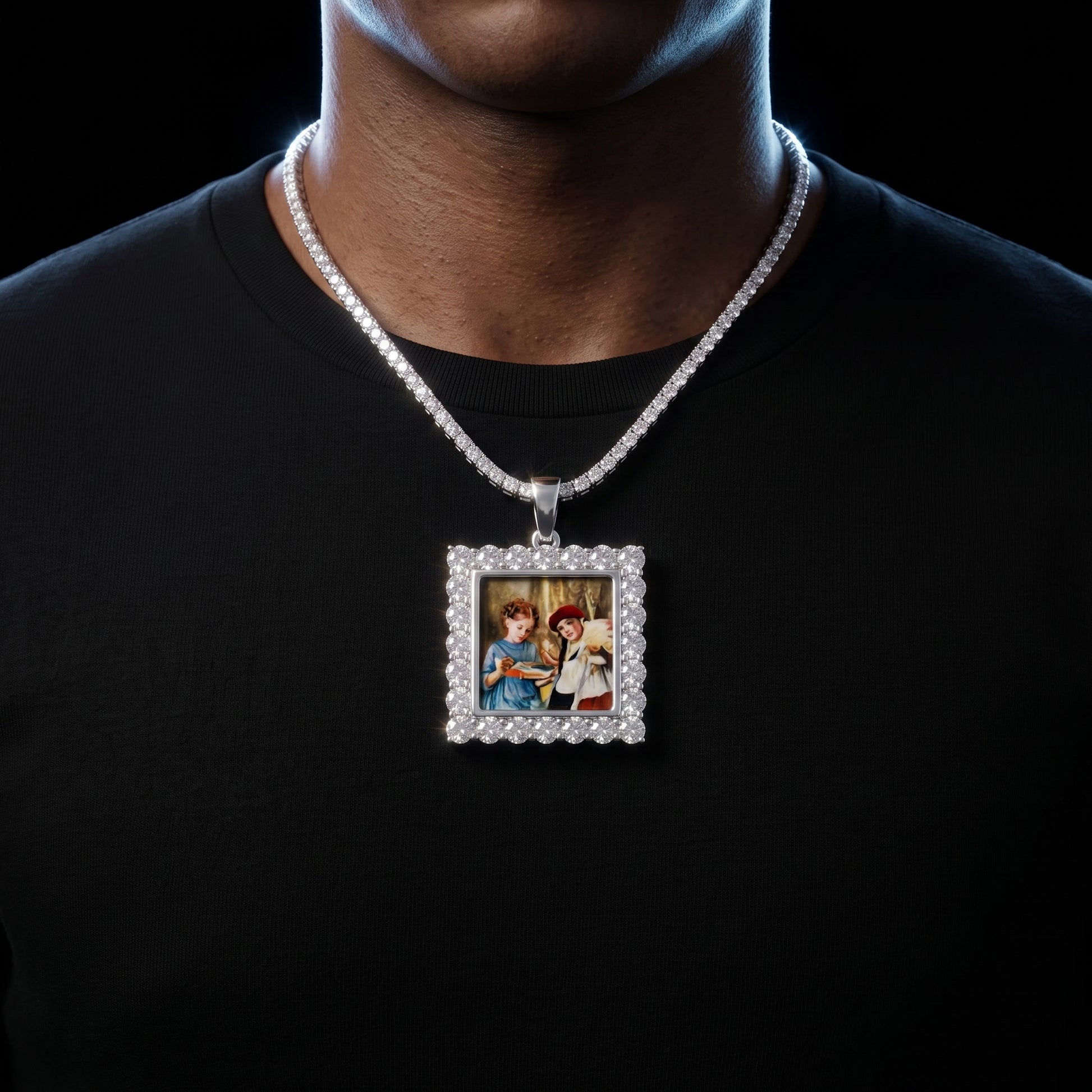 Iced Personalized Custom Memorial Photo Ring - Different Drips