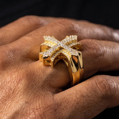 925 Sterling Silver Iced Out Cross Ring - Different Drips