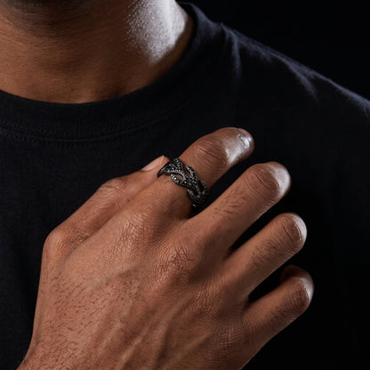 S925 Black Moissanite Flame Ring - Different Drips