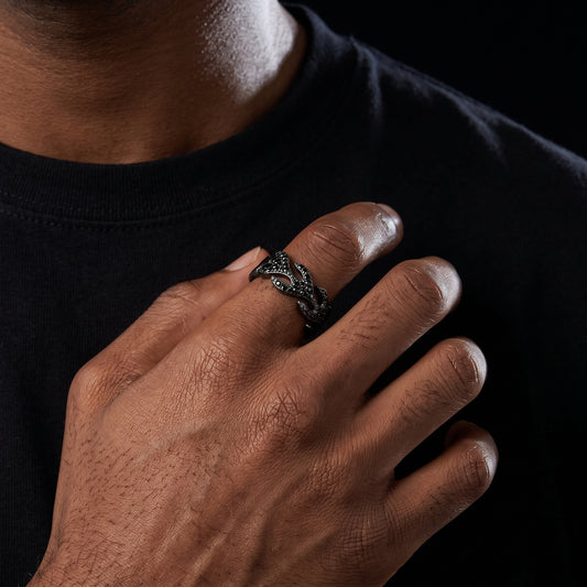 S925 Black Moissanite Flame Ring - Different Drips