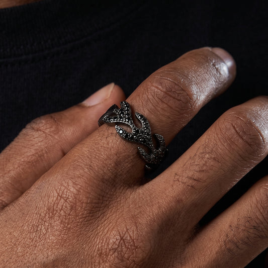S925 Black Moissanite Flame Ring - Different Drips