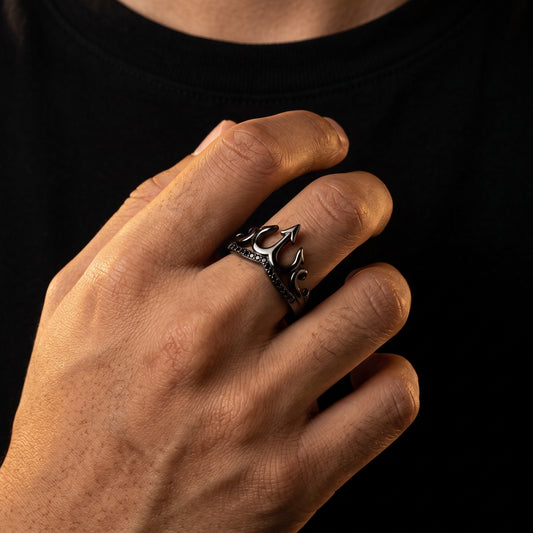 S925 Black Moissanite Crown Ring - Different Drips