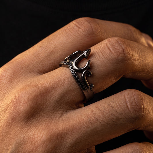 S925 Black Moissanite Crown Ring - Different Drips