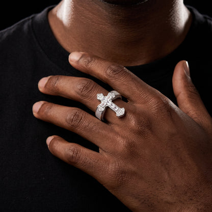 S925 Moissanite Baguette Royal Cross Ring - Different Drips