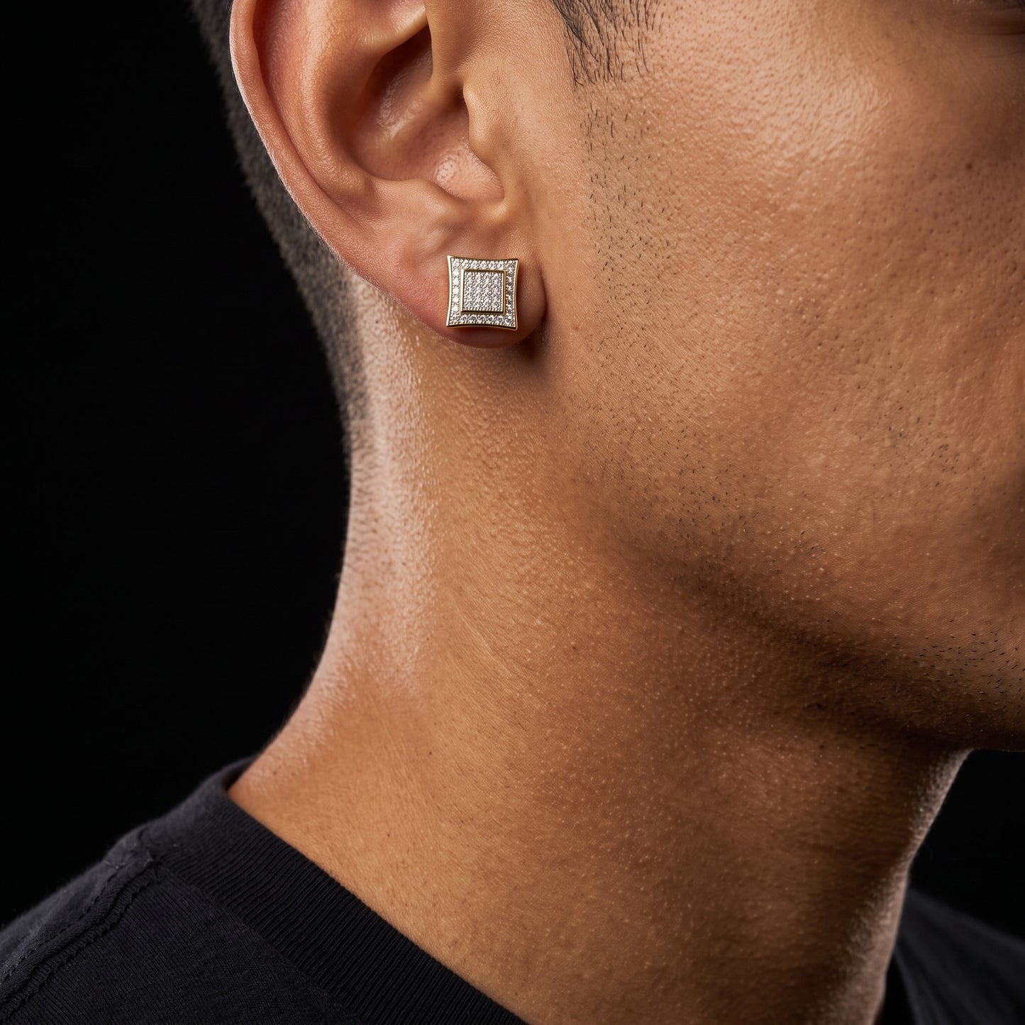 Iced Pave Square Stud Earrings - Different Drips