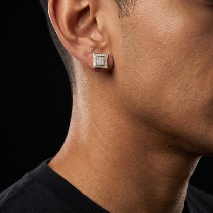 Iced Pave Square Stud Earrings - Different Drips