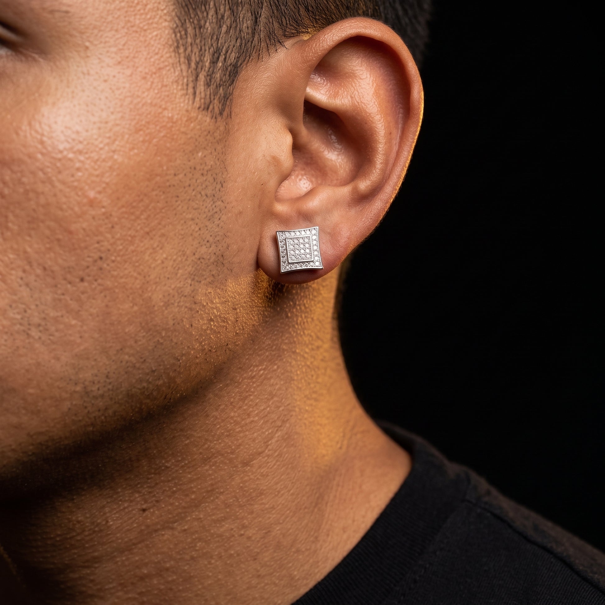 Iced Pave Square Stud Earrings - Different Drips