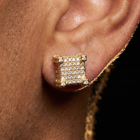 10mm Square Paved Diamond Stud Earrings - Different Drips