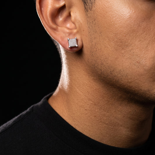 10mm Square Pave Stud Earrings - Different Drips