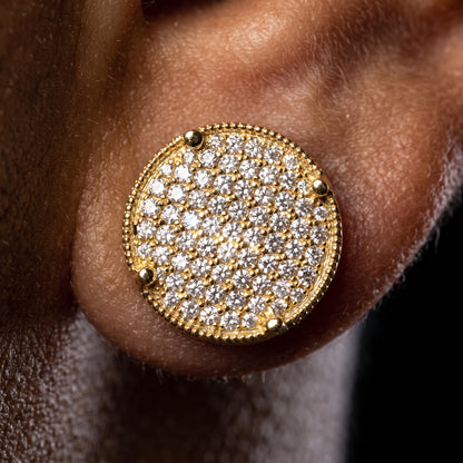 14mm Big Round Cut Pave Earrings - Different Drips