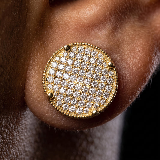 14mm Big Round Cut Pave Earrings - Different Drips