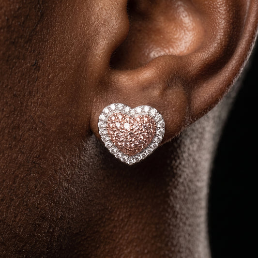 13mm Heart Pave Earrings - Different Drips