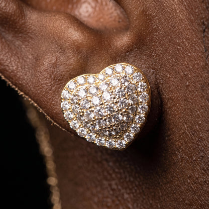 13mm Heart Pave Earrings - Different Drips