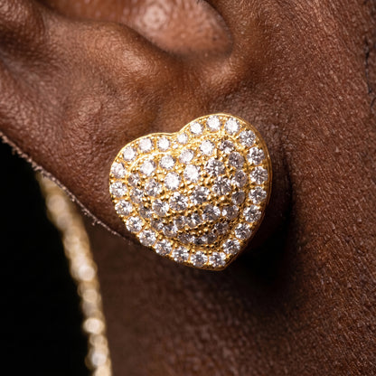 13mm Heart Pave Earrings - Different Drips