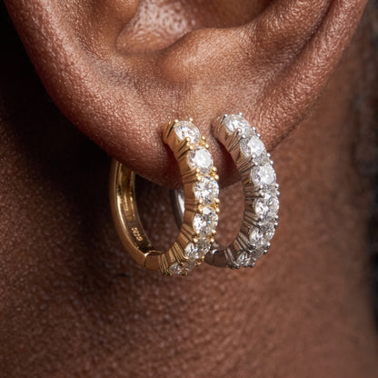 Iced Single Row Hoop Earrings - Different Drips