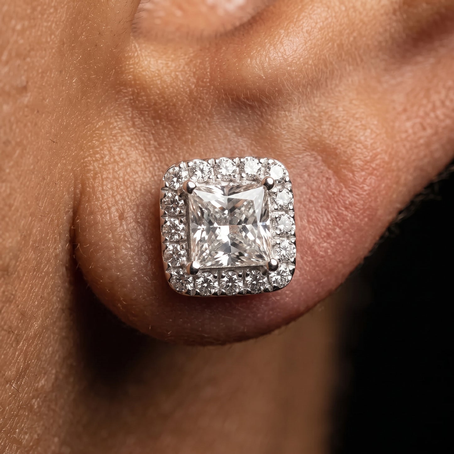 Small Square Cut Clustered Tennis Earrings - Different Drips
