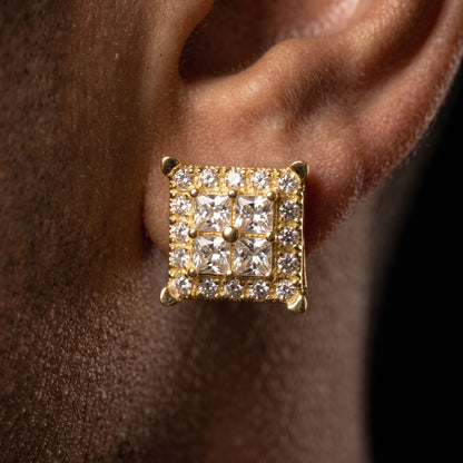 10mm Square Cut Clustered Earrings - Different Drips