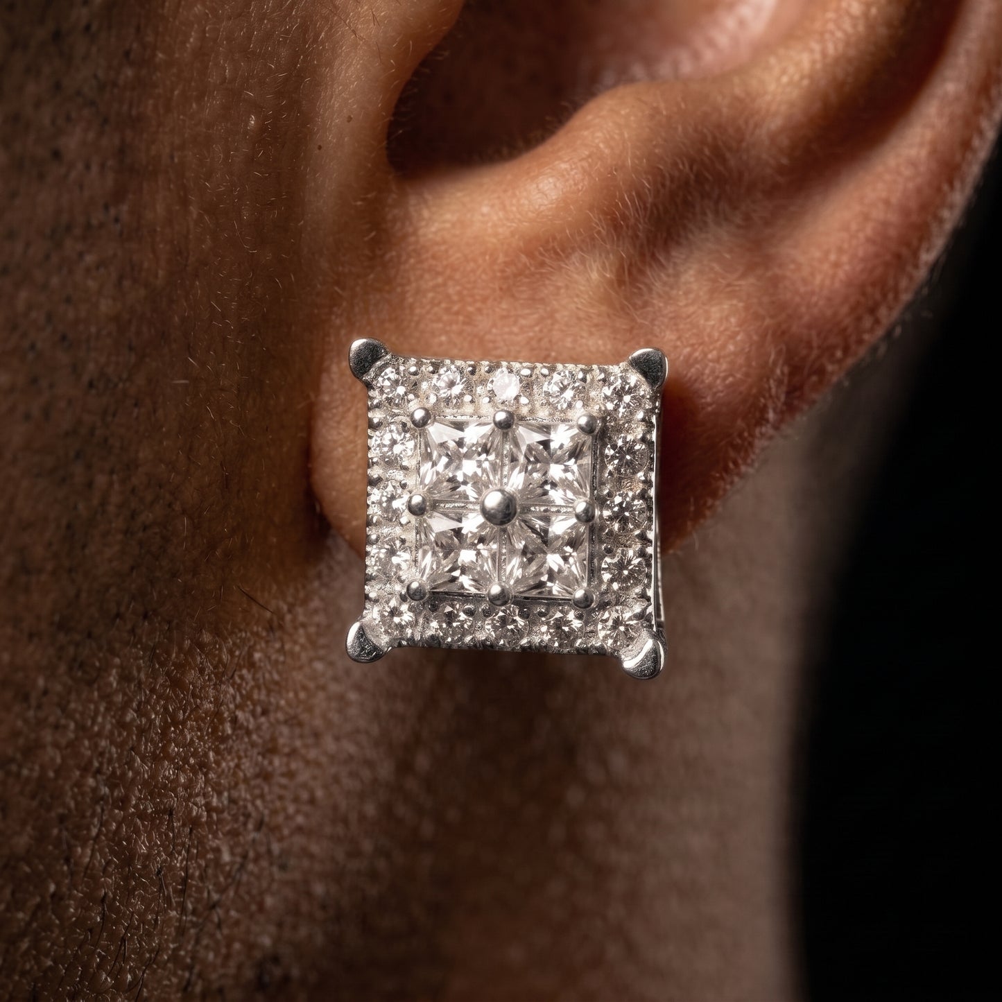 10mm Square Cut Clustered Earrings - Different Drips