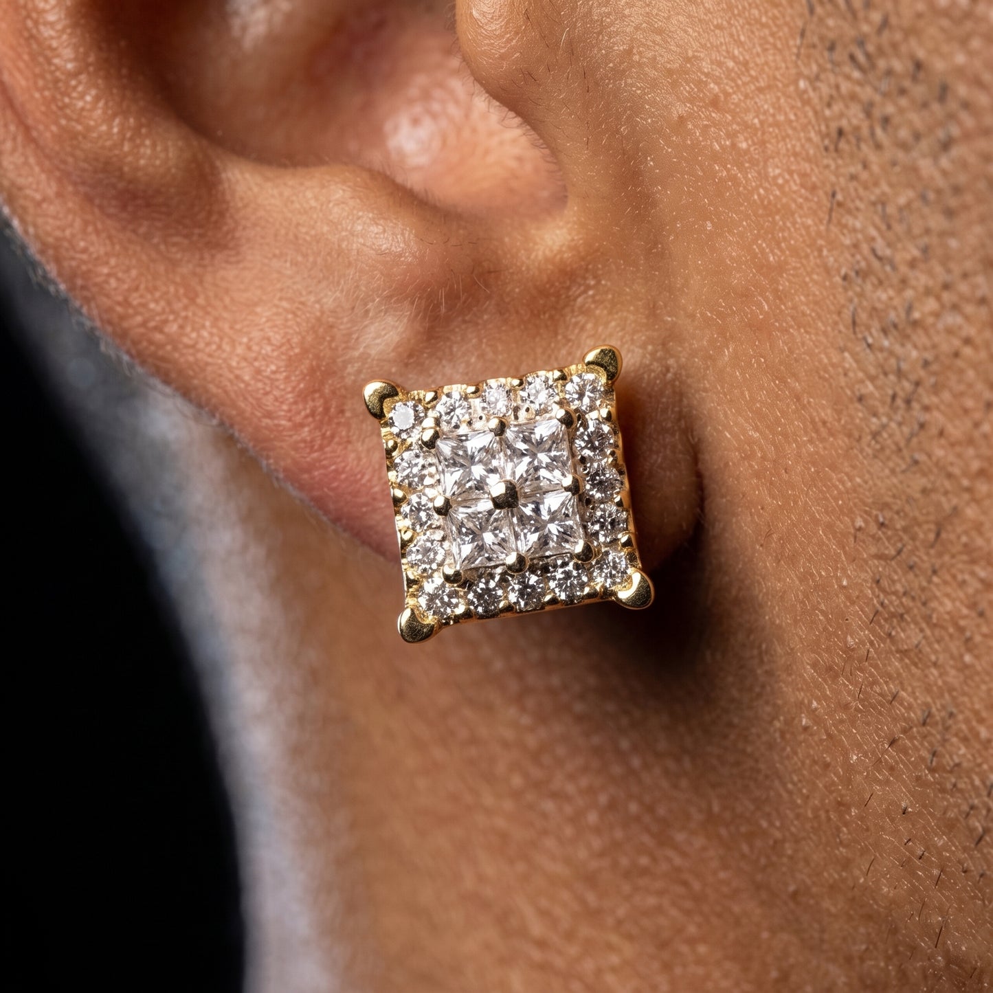 10mm Square Cut Clustered Earrings - Different Drips