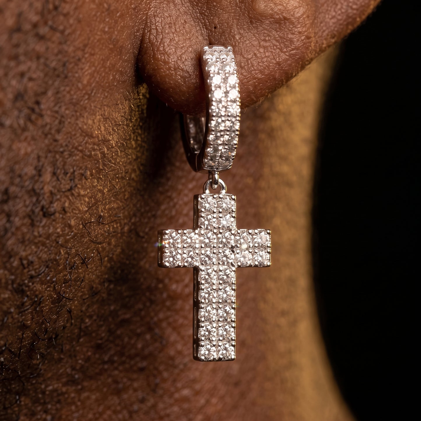 Diamond Pave Cross Dangle Earrings - Different Drips