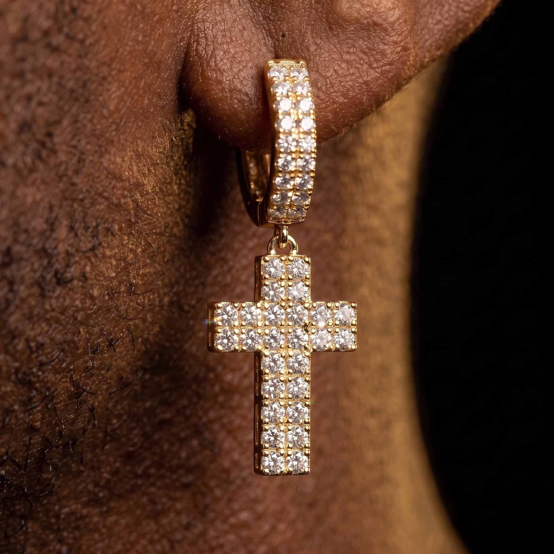 Diamond Pave Cross Dangle Earrings - Different Drips