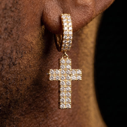 Diamond Pave Cross Dangle Earrings - Different Drips