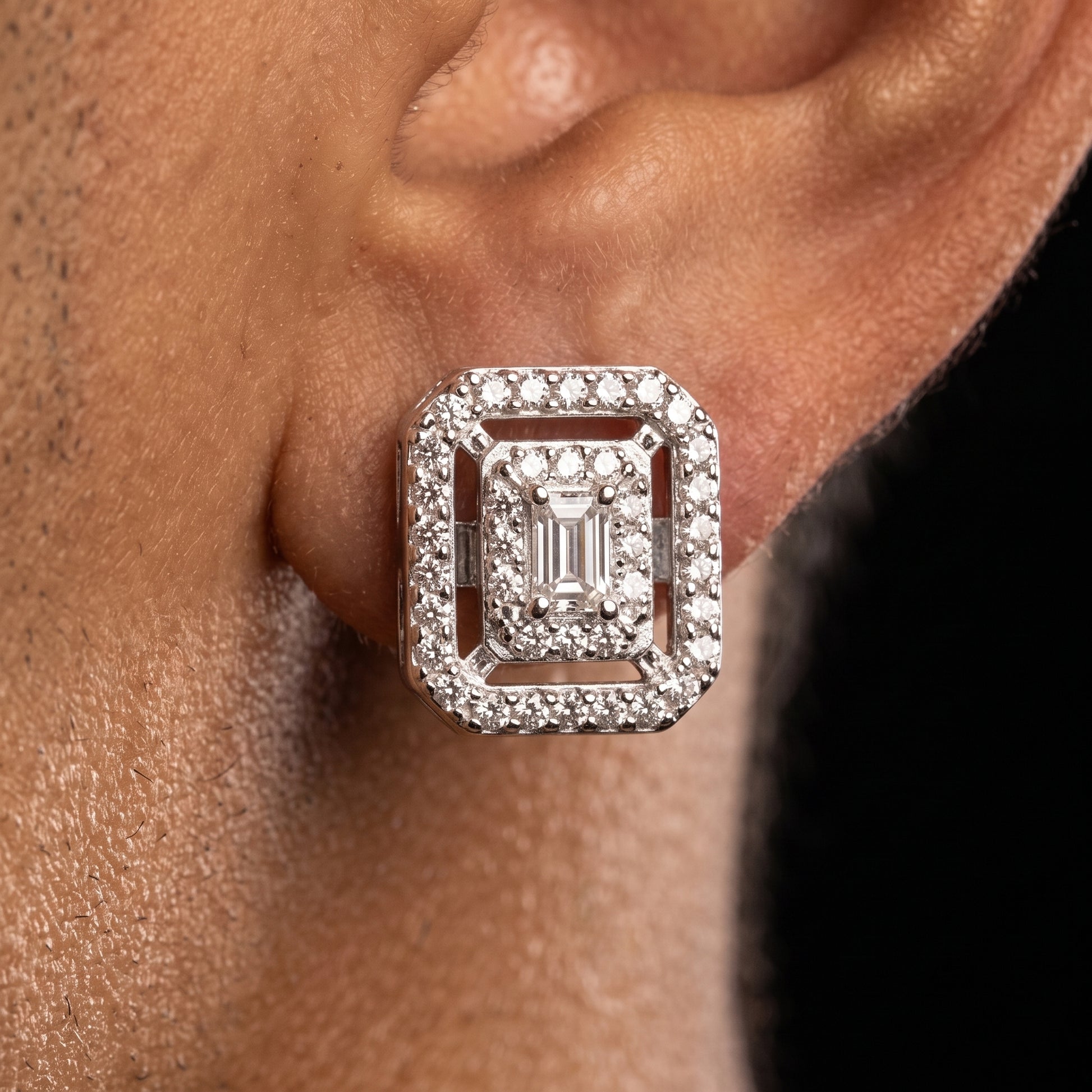 S925 Moissanite Clustered Baguette Earrings - Different Drips
