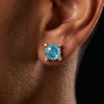 Moissanite Ice-Blue Round Stud Earrings - Different Drips