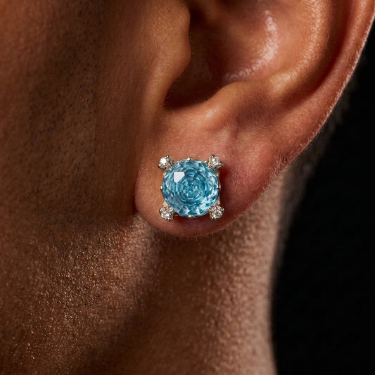 Moissanite Ice-Blue Round Stud Earrings - Different Drips