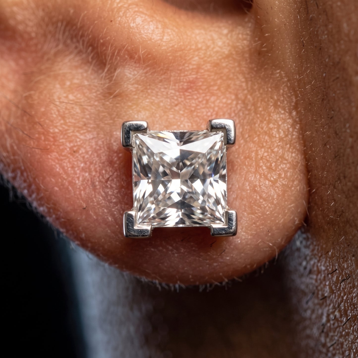 925 Sterling Silver Princess Cut Moissanite Stud Earrings - Different Drips