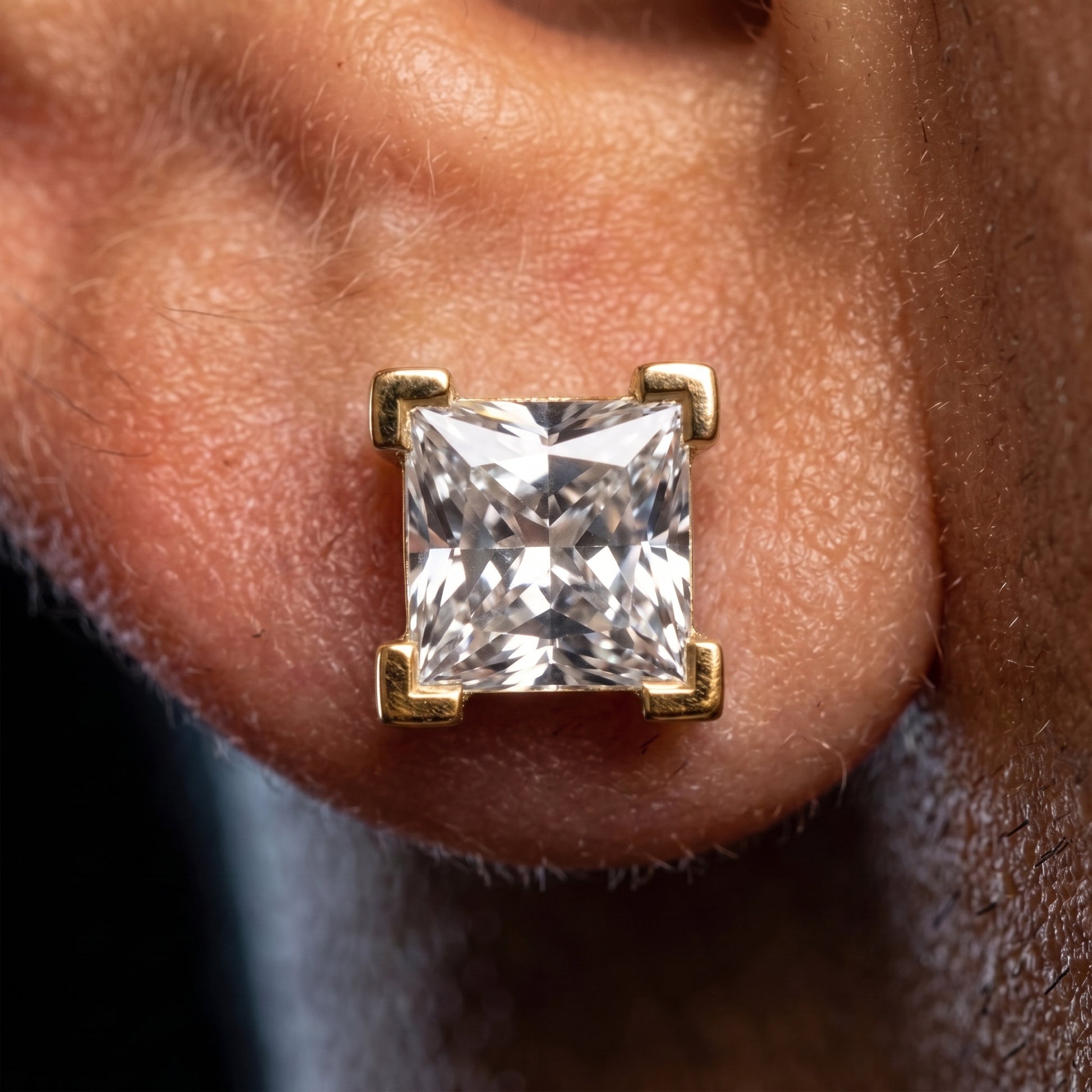 925 Sterling Silver Princess Cut Moissanite Stud Earrings - Different Drips