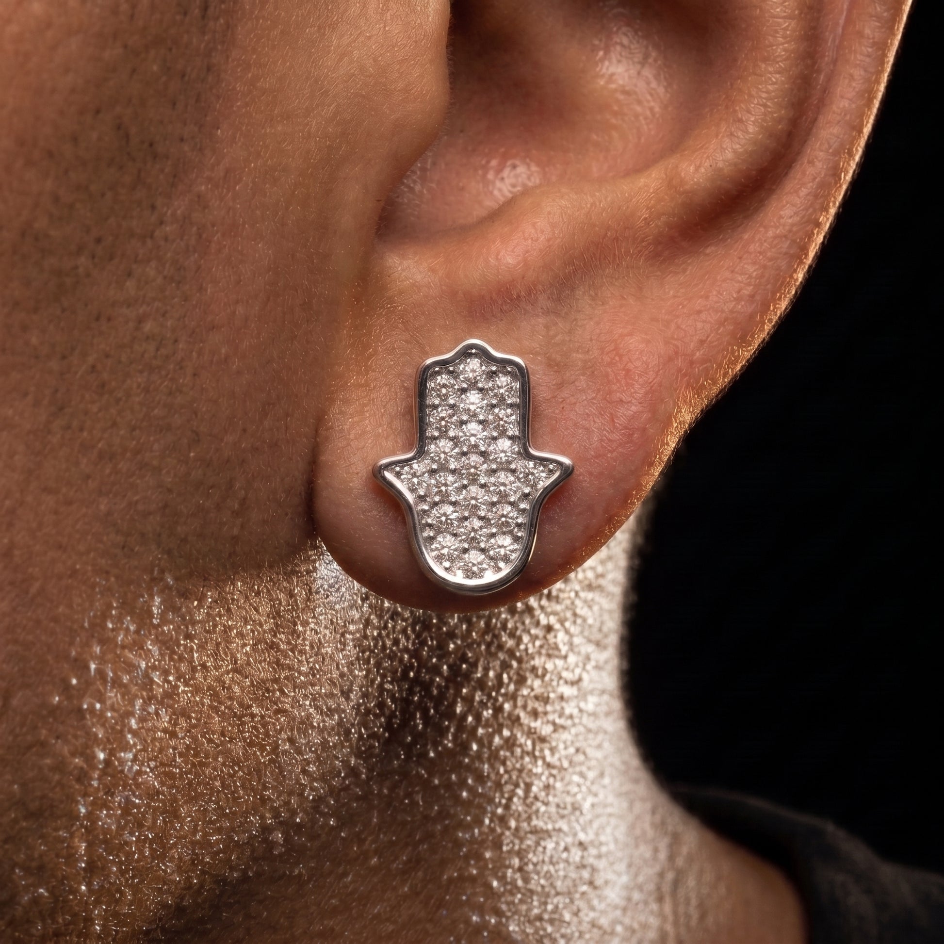 S925 Iced Hasma Hand Earrings - Different Drips
