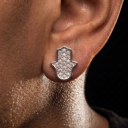 S925 Iced Hasma Hand Earrings - Different Drips