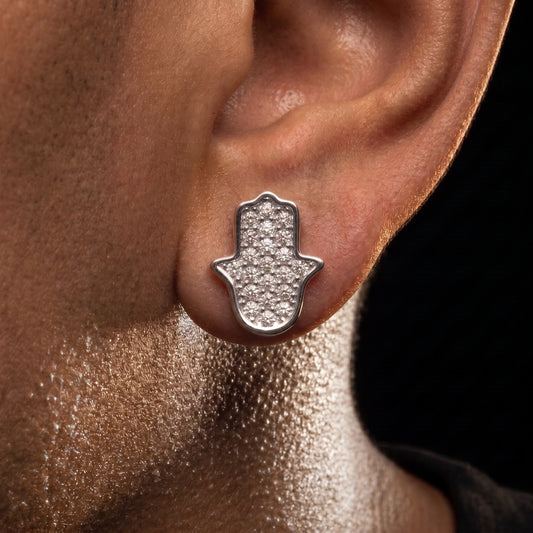 S925 Iced Hasma Hand Earrings - Different Drips