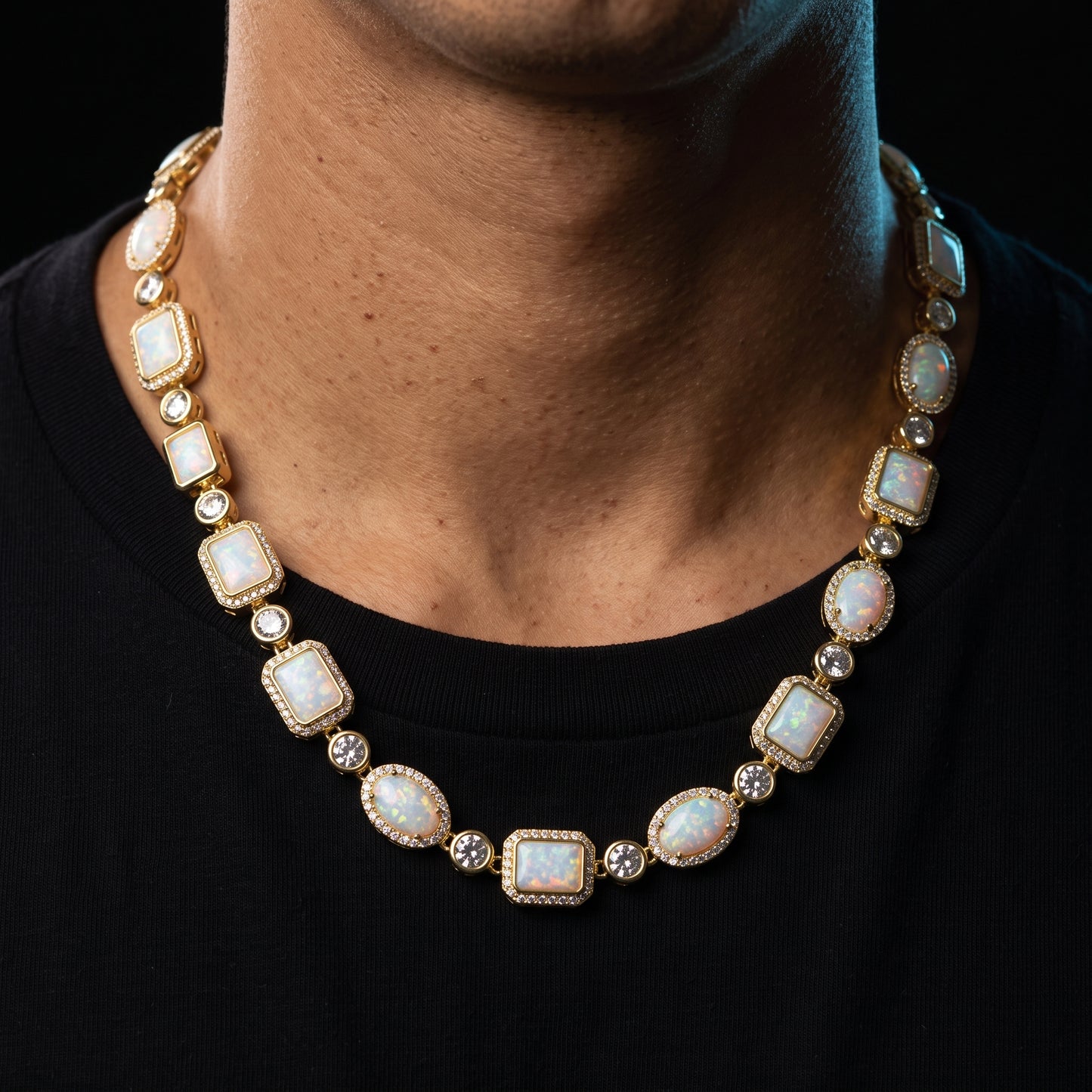 Iced White Opal Cluster Chain - Different Drips