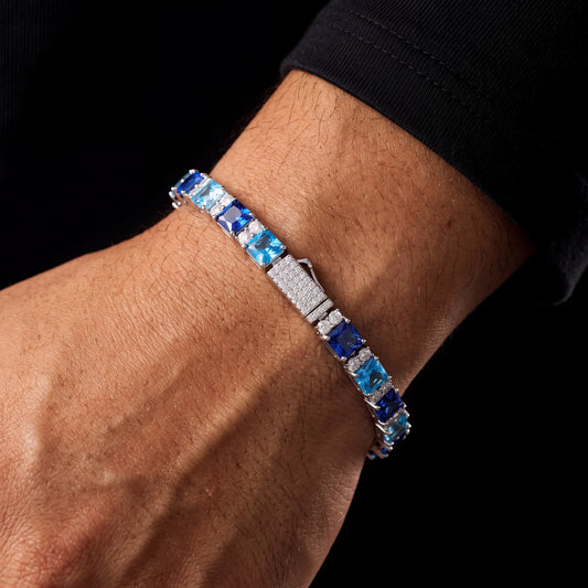 6mm S925 Blue Moissanite Tennis Bracelet - Different Drips