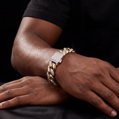 9-14mm Two-Tone Cuban Link Bracelet - Different Drips
