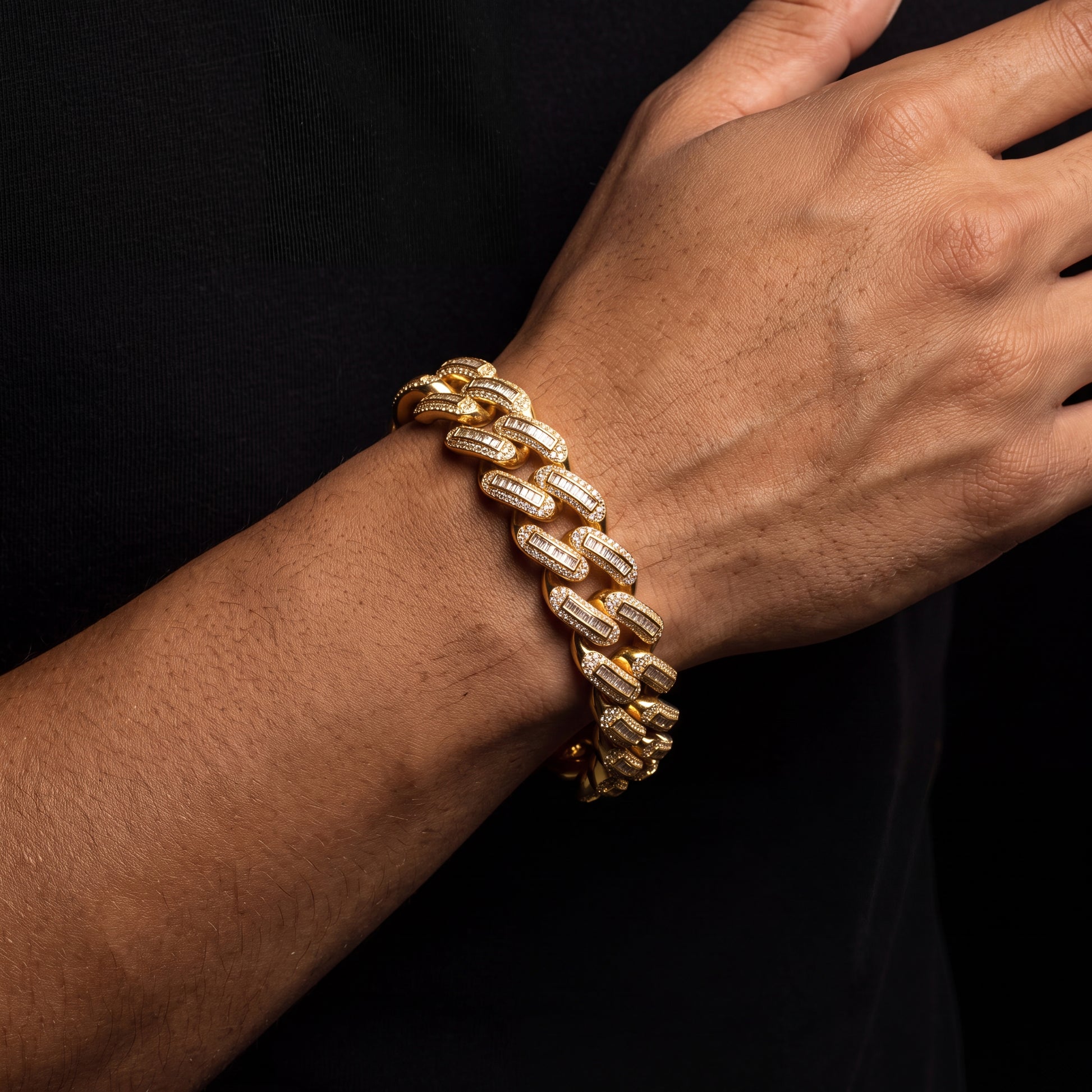 19mm Iced Baguette Cuban Link Bracelet - Different Drips