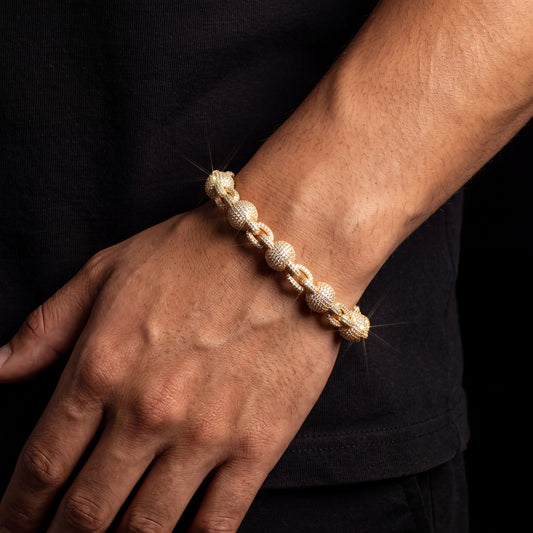 10mm Iced Ball Rolo Link Bracelet - Different Drips