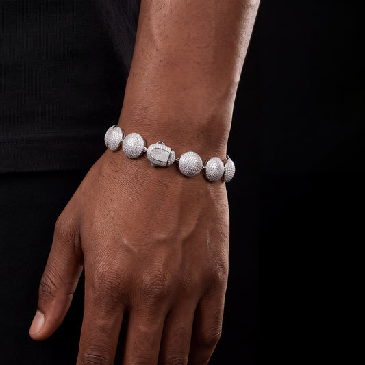 12mm S925 Moissanite Pave Round Link Bracelet - Different Drips