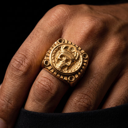 Smoking Skull Chunky Signet Ring