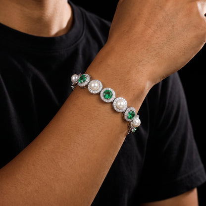 9mm S925 Green Moissanite Pearl Chain - Different Drips