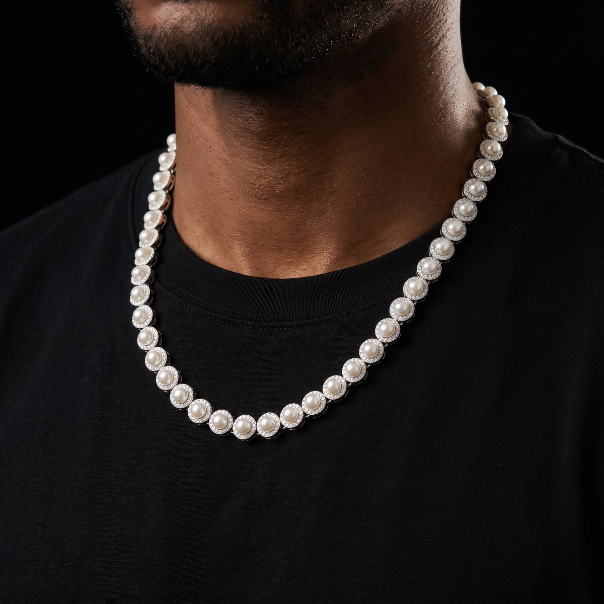 6mm S925 Moissanite Pearl Round Tennis Chain - Different Drips