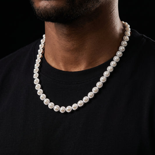 6mm S925 Moissanite Pearl Round Tennis Chain