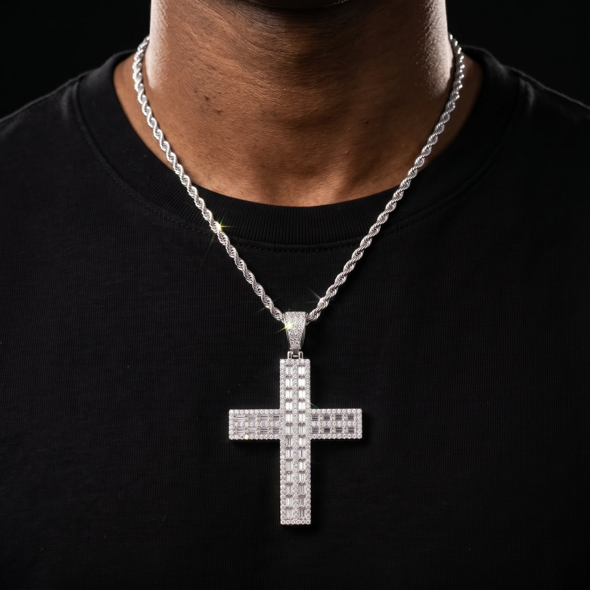 S925 Moissanite Vertical Cross Pendant - Different Drips