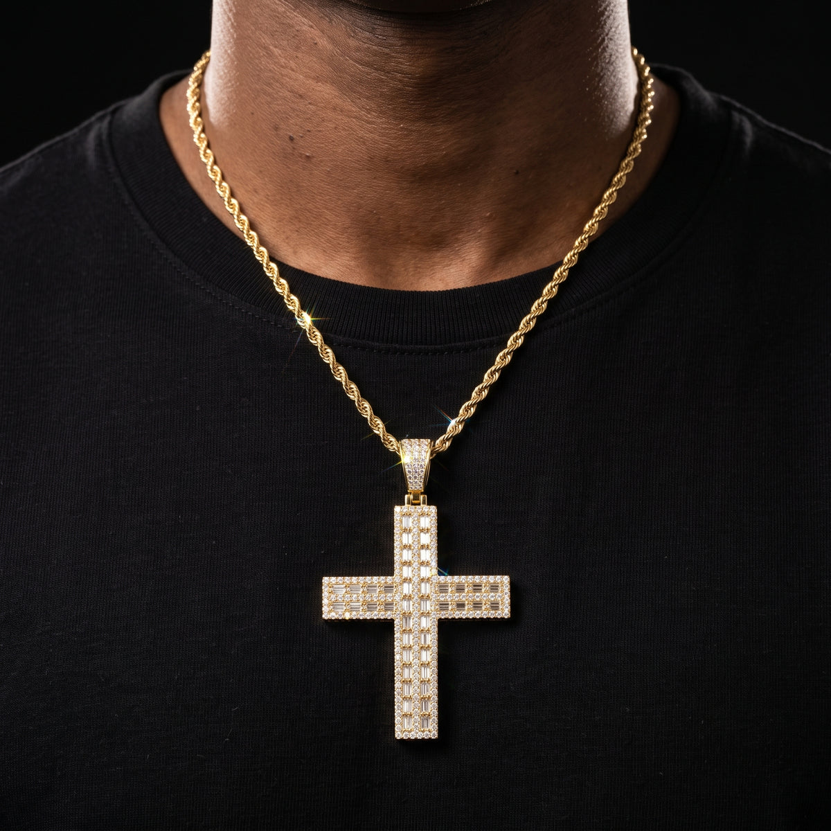 S925 Moissanite Vertical Cross Pendant - Different Drips
