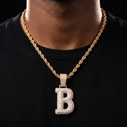 Layered Bold Custom Single Letter Pendant - Different Drips