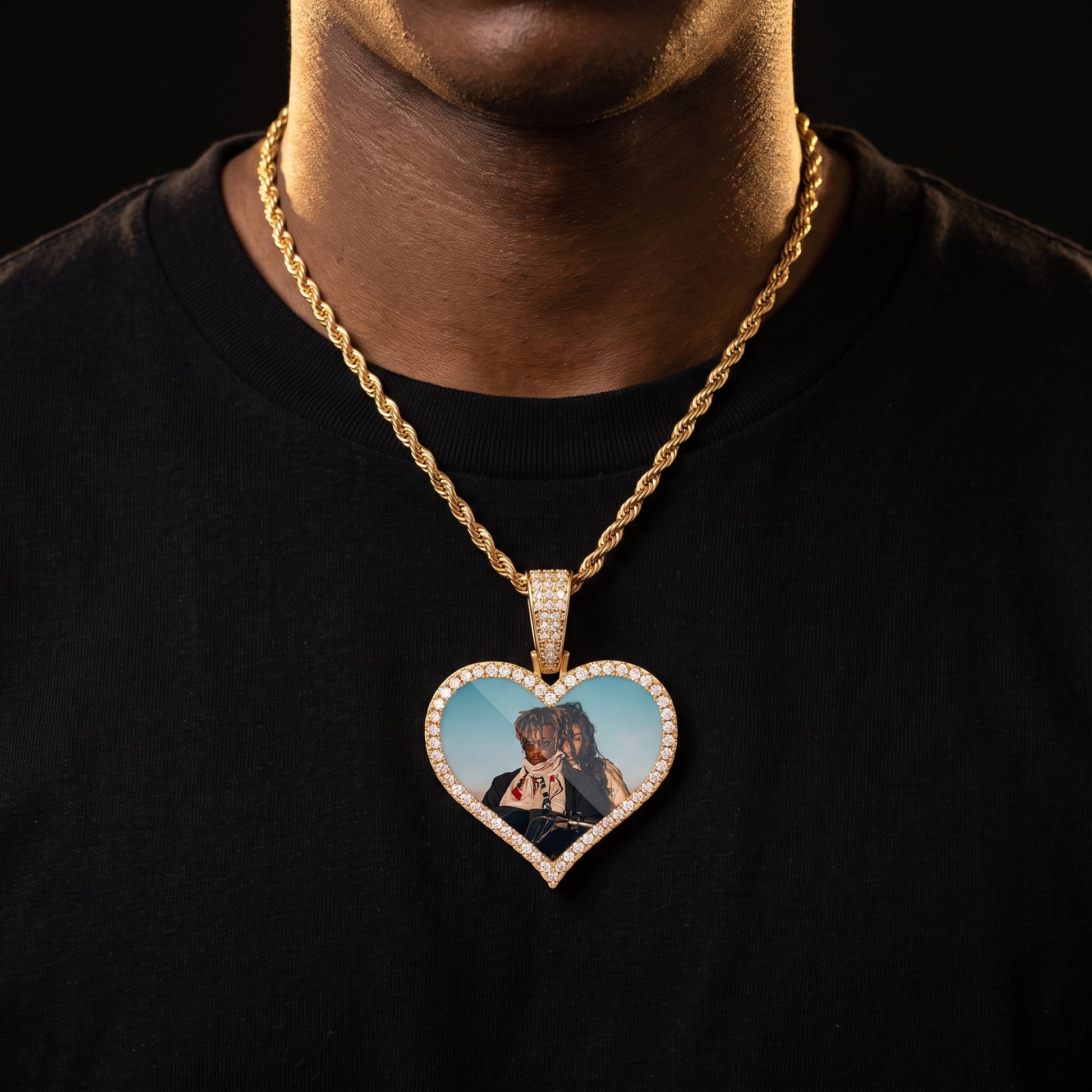 Iced Heart Custom Picture Pendant - Different Drips