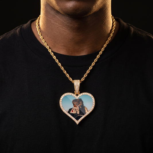 Iced Heart Custom Picture Pendant - Different Drips