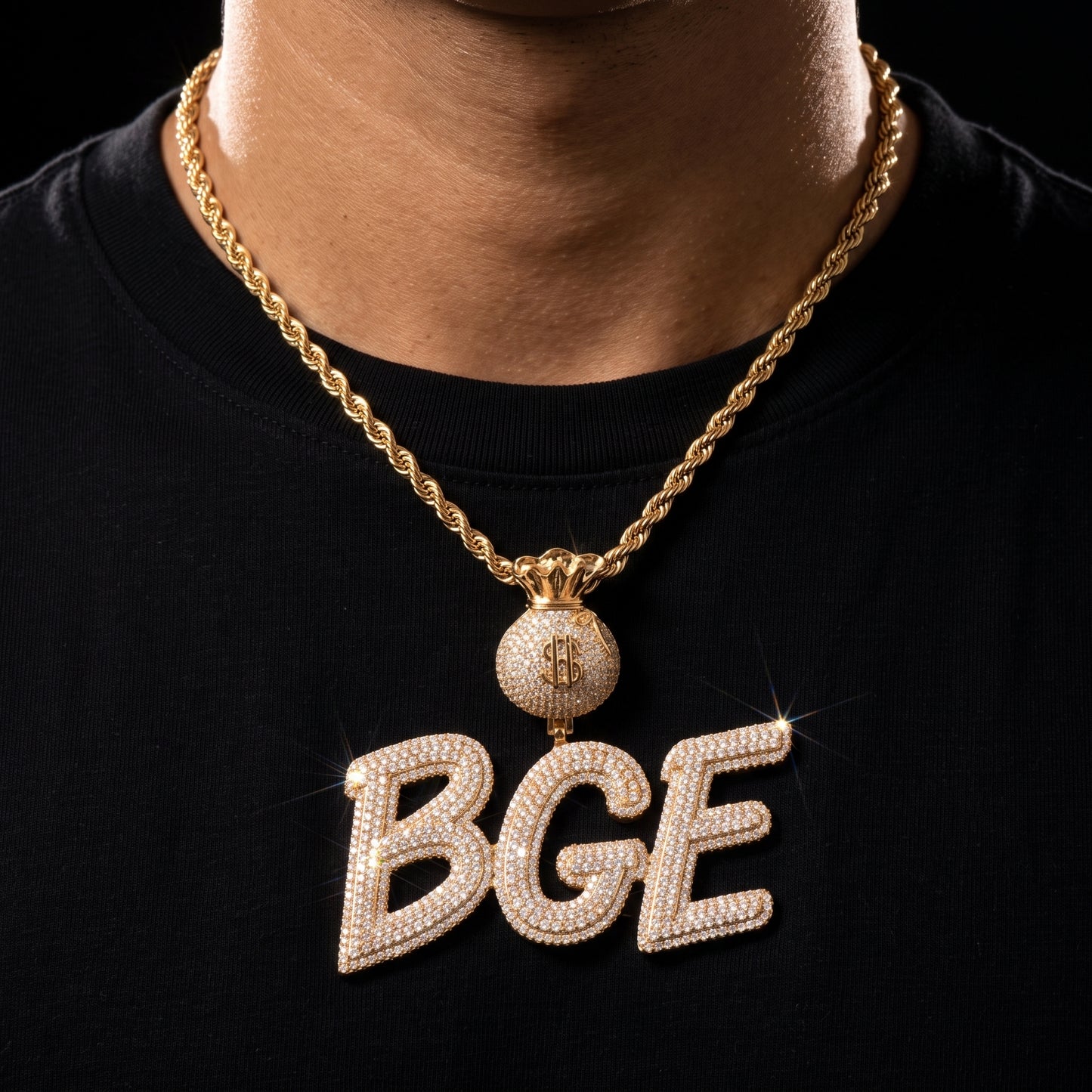 Layered Italic Money Bag Bail Custom Letter Pendant - Different Drips
